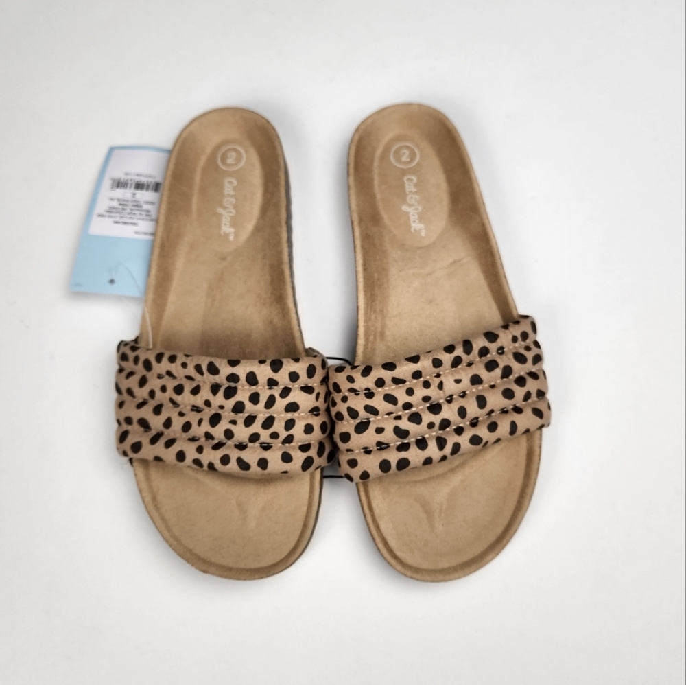 Cat & Jack Tan Animal Print Selma Slide Sandals